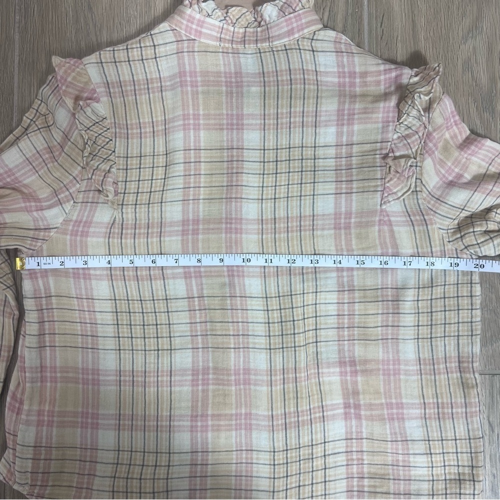 Christy Dawn Plaid Flannel Blouse Top Shirt Cottagecore Ruffle Button Western - Picture 11 of 16